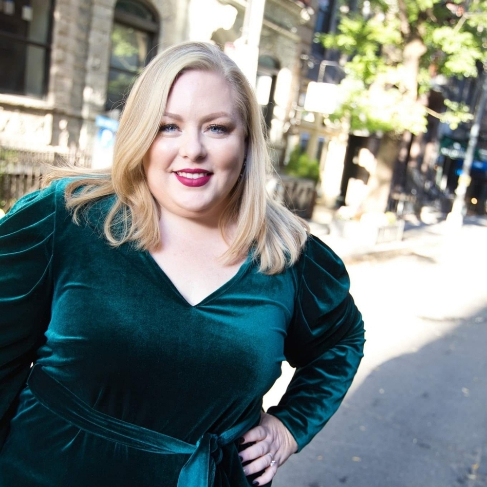 Eloquii Draped Puff Sleeve Velvet Dress